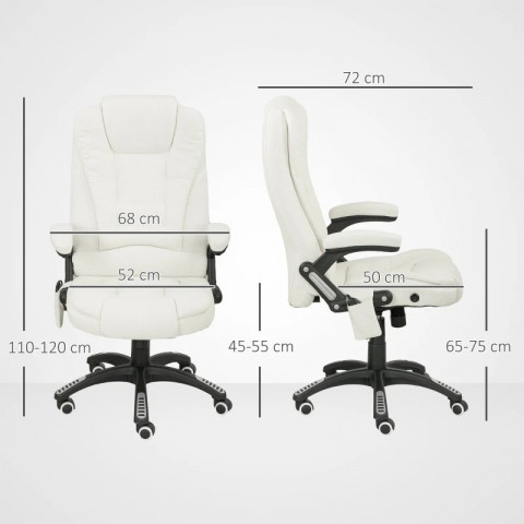 Kancelářská židle s vibrační masáží | krémově bílá č.5