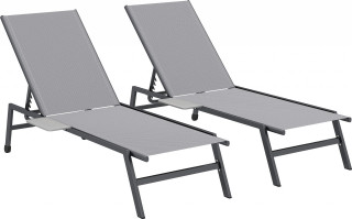 2 zahradní lehátka s bočním stolkem | šedá č.1