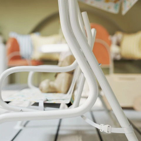 Dvoumístná dětská houpačka s nastavitelnou stříškou, 110 x 74 x 113 cm | bílá č.2