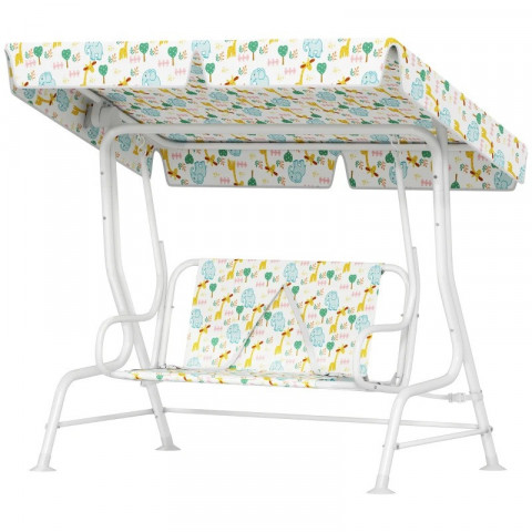 Dvoumístná dětská houpačka s nastavitelnou stříškou, 110 x 74 x 113 cm | bílá č.3