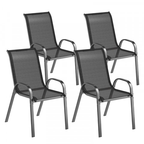 4 stohovatelné zahradní židle s područkami | černé č.2