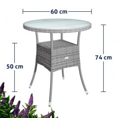 Polyratanový stůl kulatý Ø60cm | šedý č.2