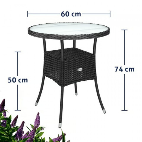 Polyratanový kulatý stůl Ø60cm | černý č.3