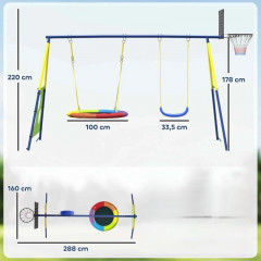 Dětská houpačka 4 v 1, 288 x 160 x 220 cm | vícebarevná č.2