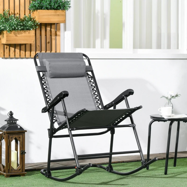 Zahradní houpací křeslo s polštářem, 95 x 64 x 106 cm | světle šedé