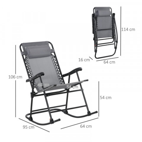 Zahradní houpací křeslo s polštářem, 95 x 64 x 106 cm | světle šedé č.3