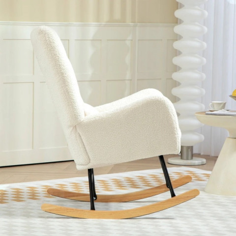 Houpací křeslo s područkami | krémově bílé č.5