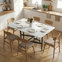 Rozkládací jídelní stůl pro 4-6 osob | bílý č.1