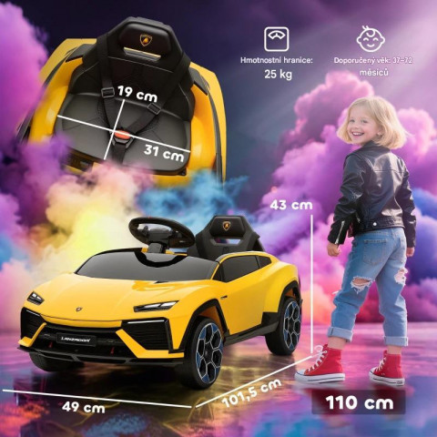 Elektrické autíčko pro děti s licencí e Lamborghini 12V | žluté č.2