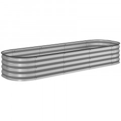 Kovový truhlík na květináče 195 x 62 x 30 cm | stříbrný č.2