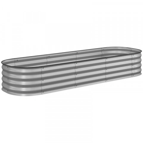 Kovový truhlík na květináče 195 x 62 x 30 cm | stříbrný č.2