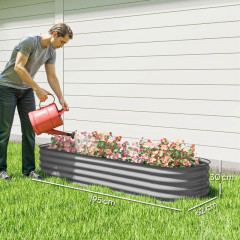 Kovový truhlík na květináče 195 x 62 x 30 cm | stříbrný č.3