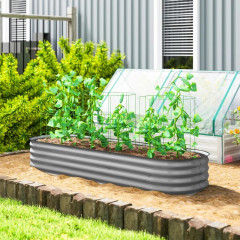 Kovový truhlík na květináče 195 x 62 x 30 cm | stříbrný č.1