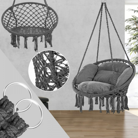 Kulaté závěsné křeslo 80x60x140cm | antracit č.5