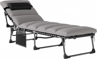 Zahradní lehátko s polstrovanou matrací | světle šedé č.1