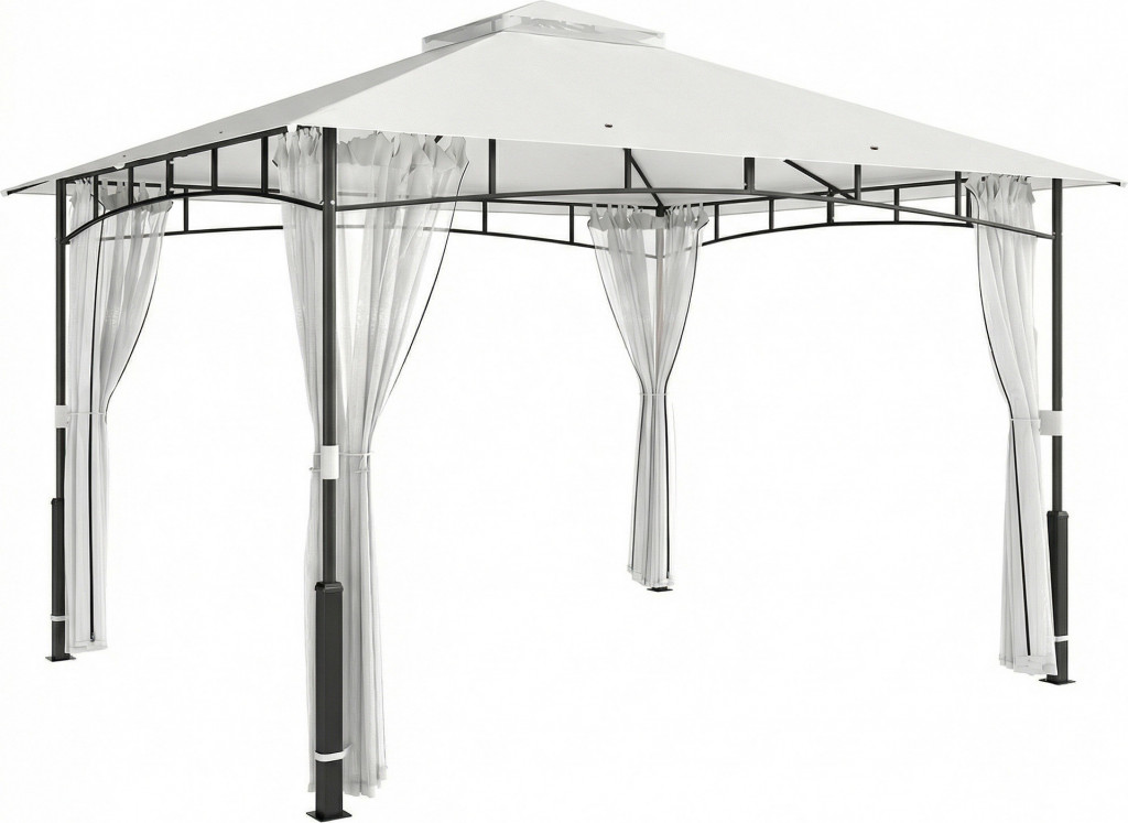 Vodoodpudivý stabilní zahradní altán s moskytiérou 3 x 3,6 m | černý