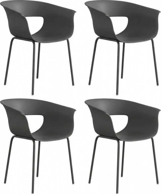 4 ergonomické balkonové židle | tmavě šedé