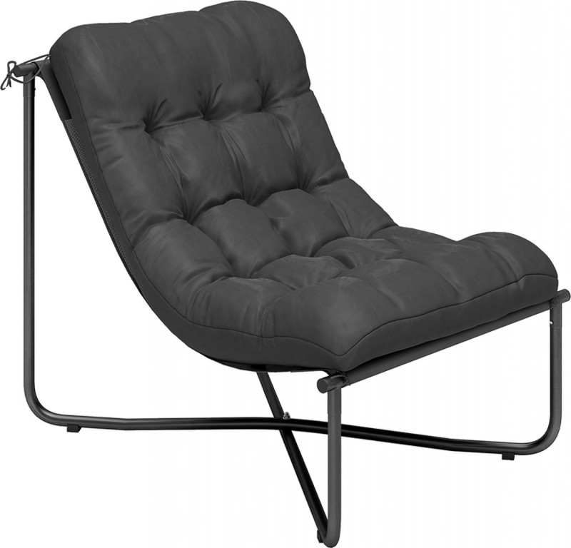 Zahradní křeslo s polštářem | tmavě šedé