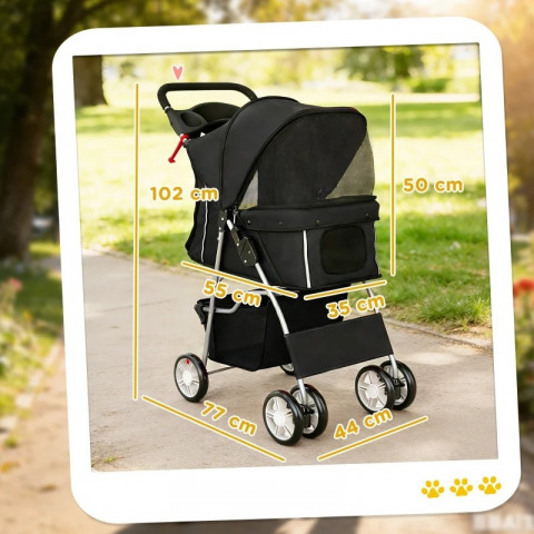 Kočárek pro psy kočárek pro psy a kočky | černý č.2