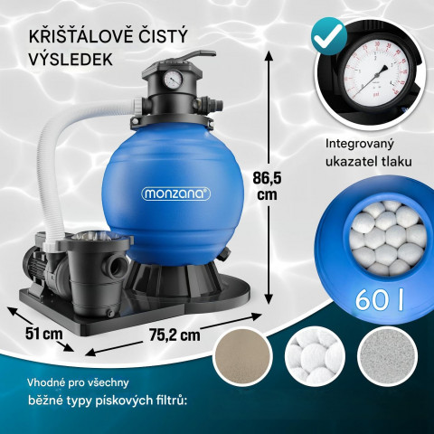 Pískový filtrační systém bazénu 15900 l/h s č.2