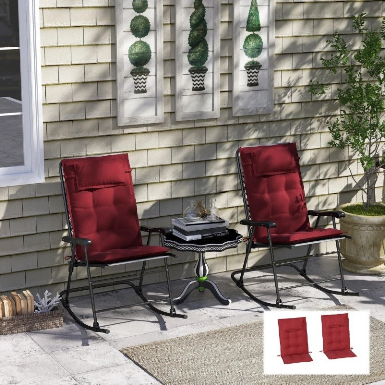 Sada 2 polštářů na lehátko, 50 x 116 x 5 cm| vínově červené