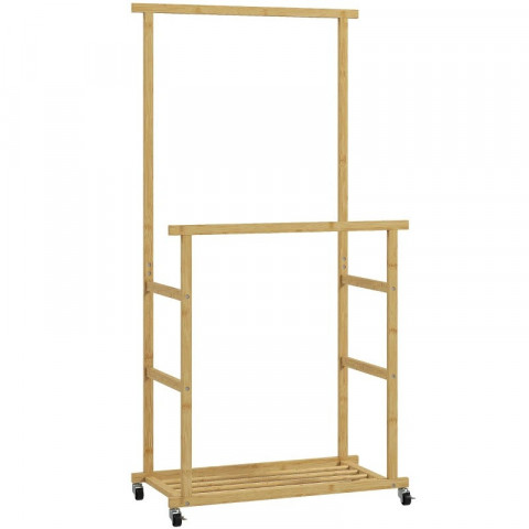 Pojízdný bambusový věšák na oděvy | přírodní č.2