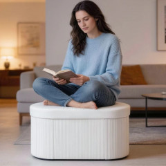 Skládací čalouněná lavice 76 x 38 x 35 cm | bílá č.2