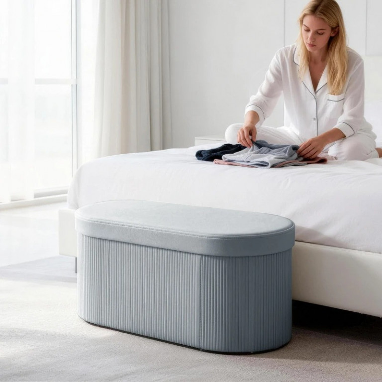 Skládací čalouněná lavice 76 x 38 x 35 cm | tmavě šedá