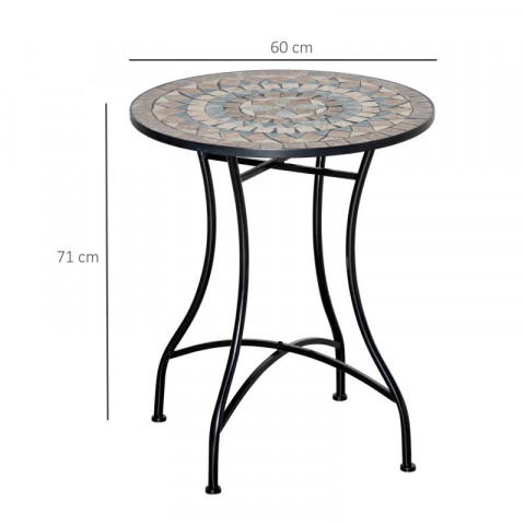 Mozaikový zahradní stůl Ø60cm | zelený+béžový+bílý č.4
