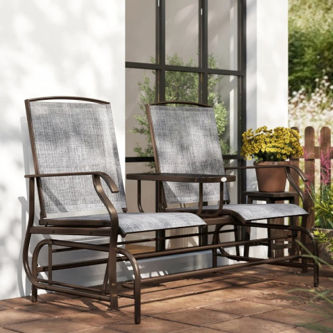 Zahradní lavice se stolem | Hnědá + Šedá č.3