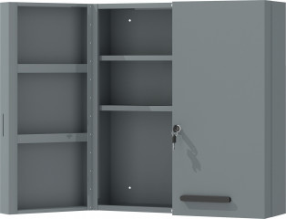 Uzamykatelná lékárnička se 2 dvířky a 6 policemi | šedá