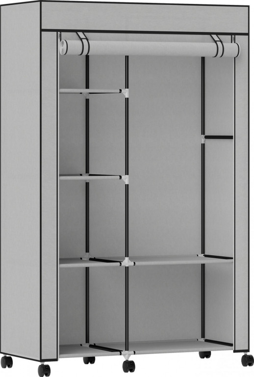 Látková šatní skříň na kolečkách | světle šedá