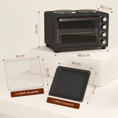 Mini trouba 28 l 2600 W | černá č.3