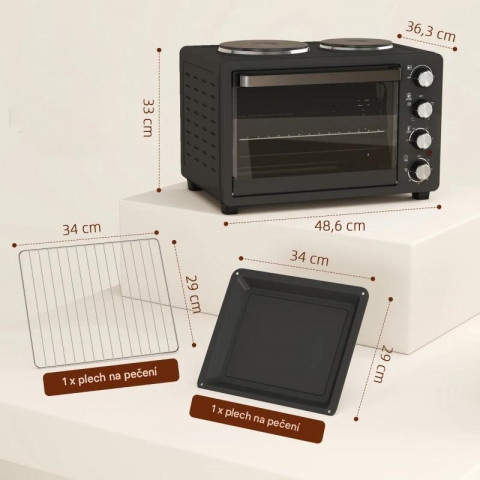 Mini trouba 28 l 2600 W | černá č.3