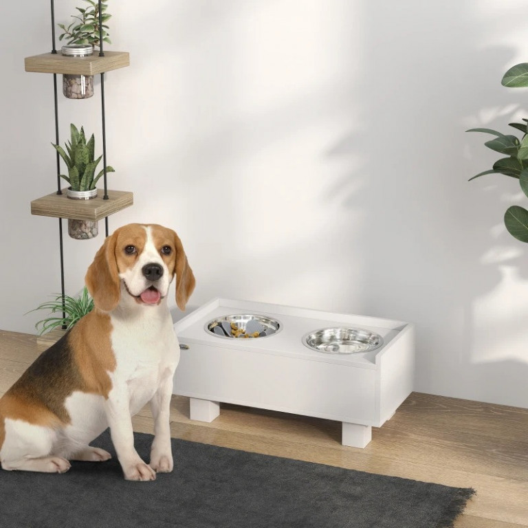 Vyvýšená miska pro psy 50x24x22 cm | bílá
