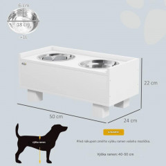 Vyvýšená miska pro psy 50x24x22 cm | bílá č.3