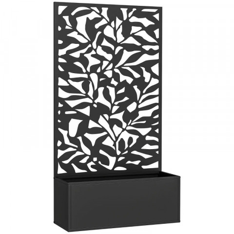 Venkovní kovový záhon s mříží pro popínavé rostliny 61 x 23 x 113 cm | černý č.2