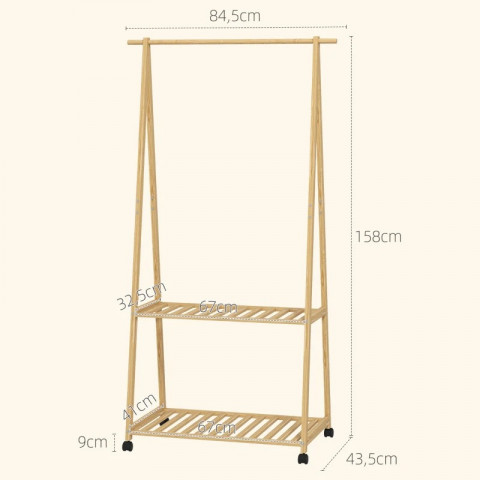 Věšák na kabáty s botníkem 84,5 x 43,5 x 158 cm | přírodní č.3