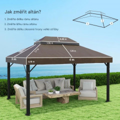Náhradní střecha pro zahradní altán 4x3 m | kávová č.3