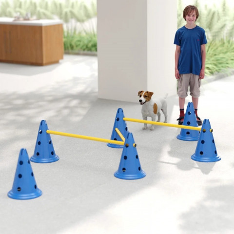 Agility set s výškově nastavitelnými překážkami | modrý + žlutý č.4