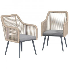 Kovové zahradní židle s područkou, 2 kusy | světle šedé č.2