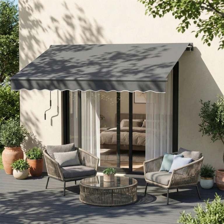 Markýza se skládacím ramenem 350 x 300 cm | tmavě šedá