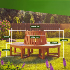 Stromová lavička Ø160cm z eukalyptového dřeva č.2