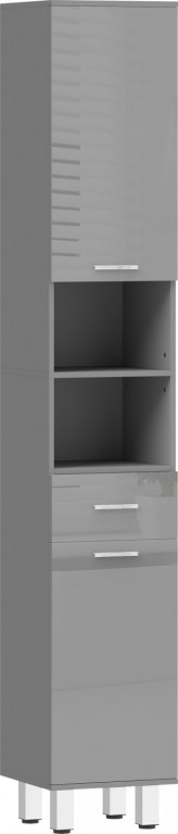 Vysoká koupelnová skříňka 30 x 30 x 180 cm | šedá