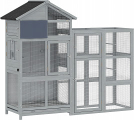 Dřevěná voliéra 196 x 60 x 164,5 cm | šedá č.1
