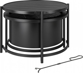 Kulaté ohniště s grilovacím roštem | černé č.1