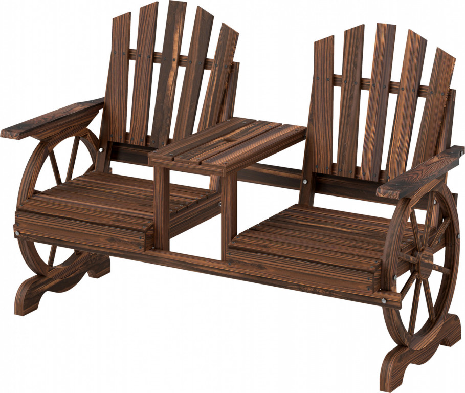 2místná zahradní lavice ze dřeva 120kg nosnost | ohořelá