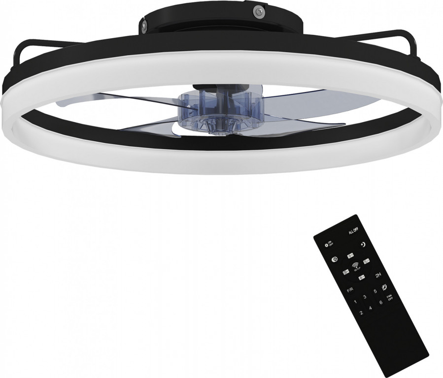 LED stropní světlo s ventilátorem, 6 rychlostí | černé