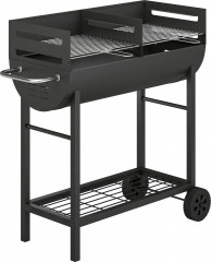 Grilovací vozík na dřevěné uhlí se 2 grilovacími zónami | černý č.1