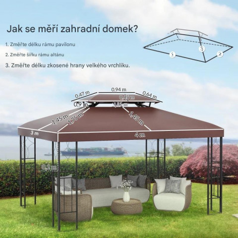 Náhradní střecha pro zahradní altány 3x4m | kávová č.3